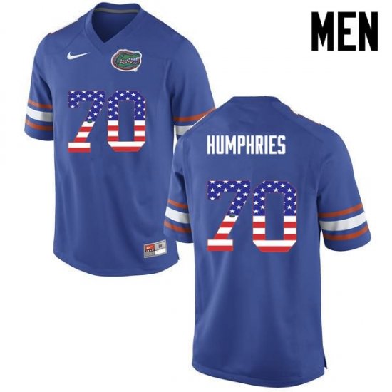 Men's Florida Gators #70 D.J. Humphries NCAA Nike Blue USA Flag Fashion Authentic Stitched College Football Jersey DGM0162VC